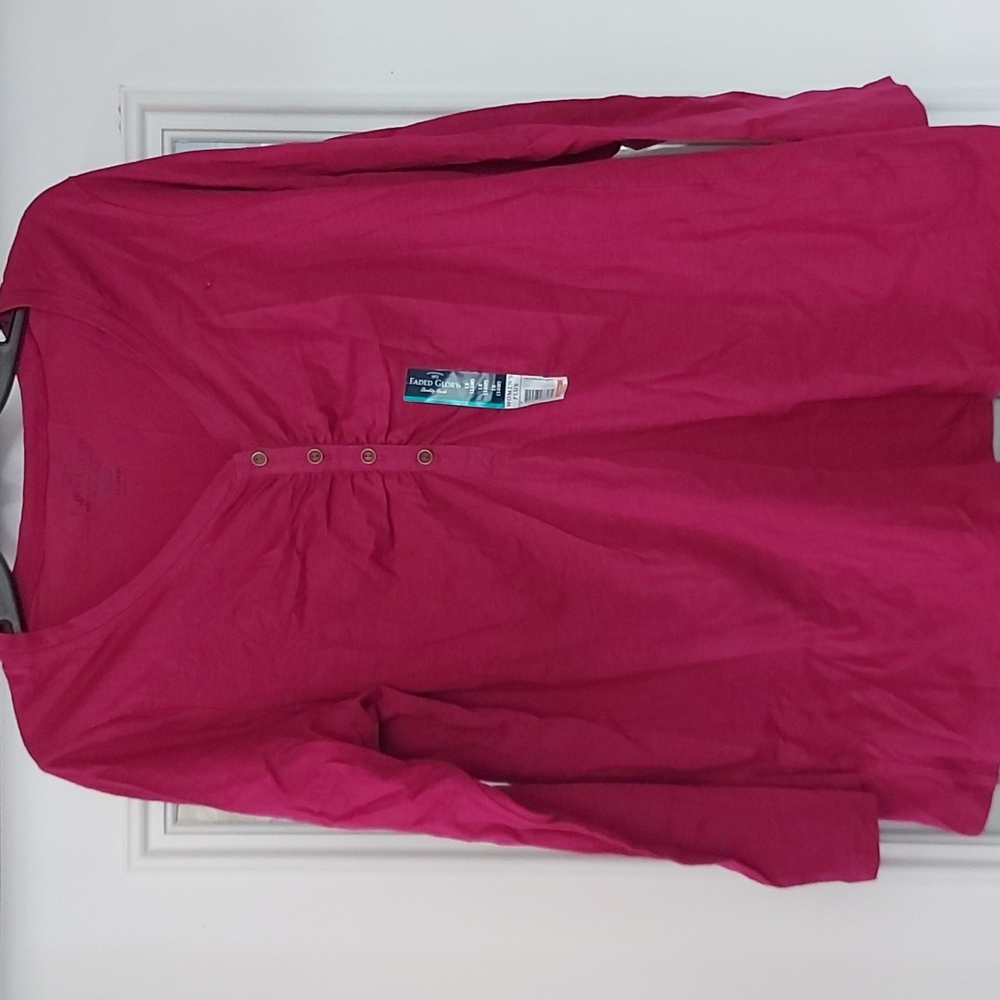 Women's Cotton long sleeve burgundy shirt